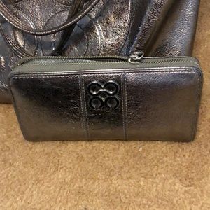 Coach Gunmetal zip around gently used wallet